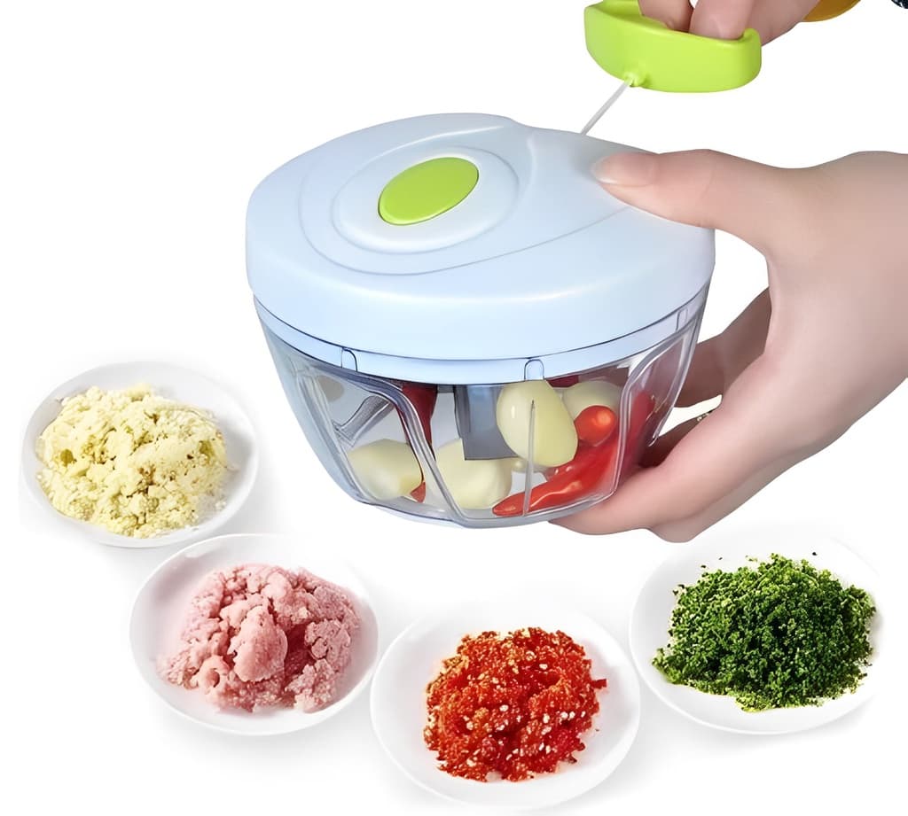 Mini Processador de Alimentos Manual 3 Lâminas - Envio Imediato!