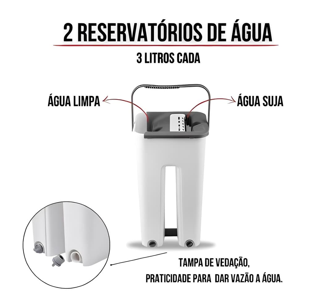 Flat Mop Tira Sujeira Esfregão Vassoura Com Balde