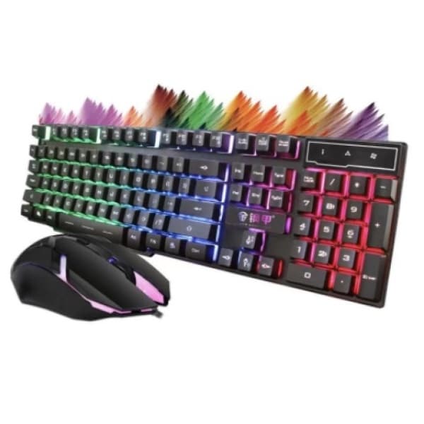 Kit Teclado Semi Mecânico LED RGB Mouse Multimídia Gamer Iluminado 3 Cores
