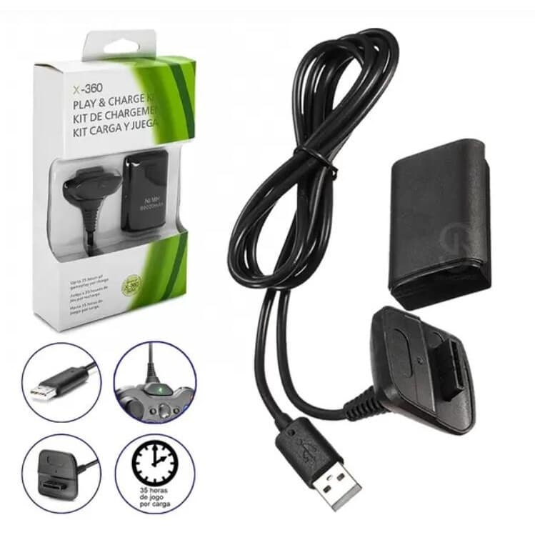 Kit Bateria xbox 360 +Carregador Controle Xbox 360 Manete