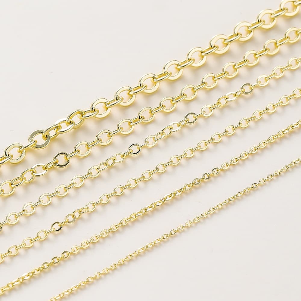 ST.kunkka 1m 1.0-3.5mm18K Corrente Cruzada Plana De Ouro real Sem Desbotamento Utilizada Na Fabricação De Pulseiras De Colar