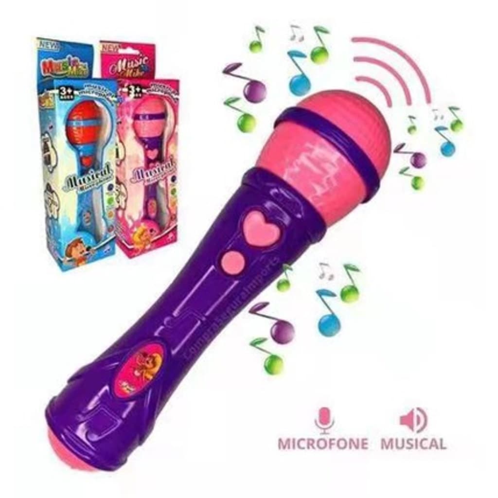 de Brinquedo Microfone Infantil Sai a Voz e Musical Cantor Rock