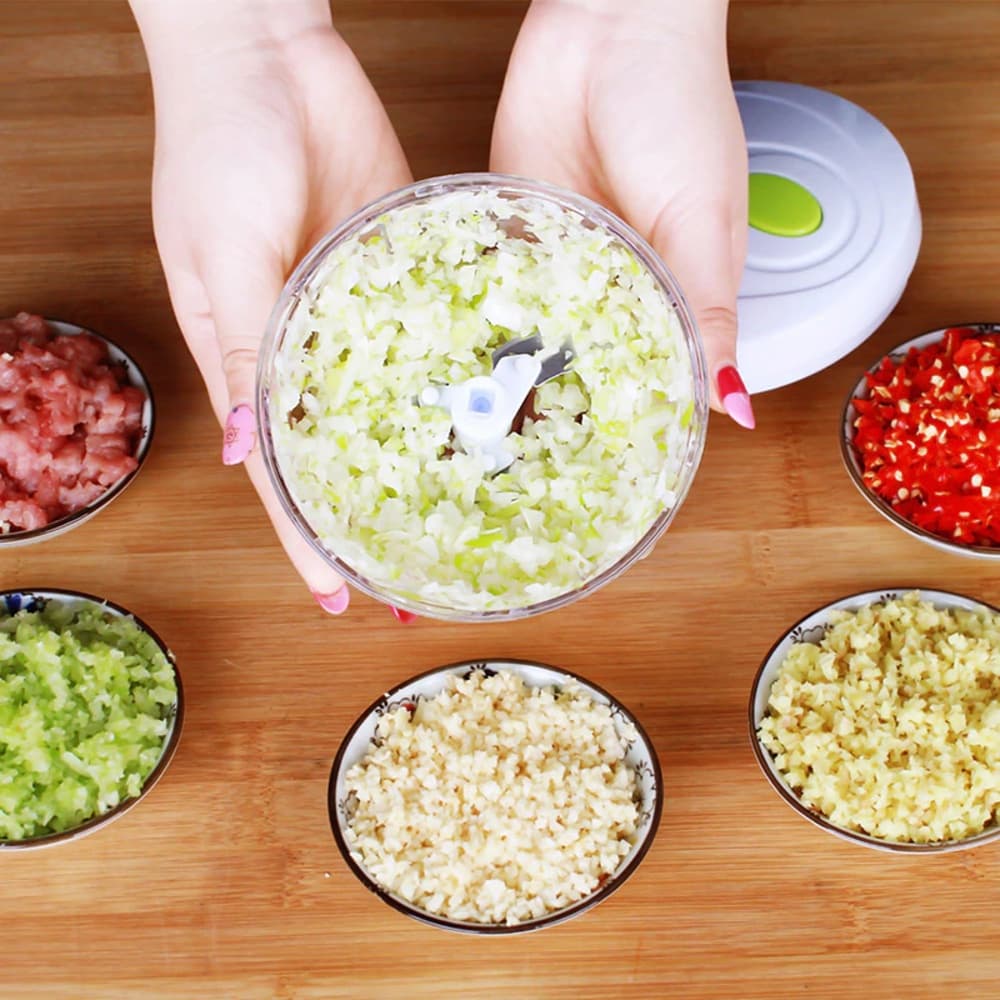 Mini Processador de Alimentos Manual 3 Lâminas - Envio Imediato!