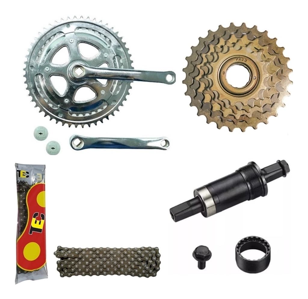 Kit Bike Caloi Monark 10 Pedivela Corrente Central Catraca