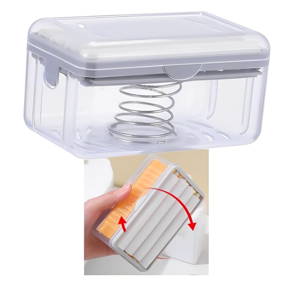 Dispensador de Sabonete Multifuncional Espuma 2 em 1: Escova Porta Sabão em Barra Dispenser Lavanderia Esfrega Lava Roupa Saboneteira Espuma Multifuncional