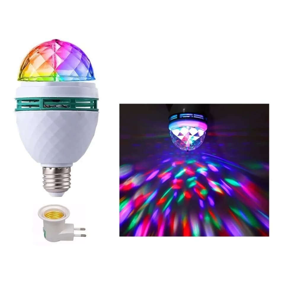 Lâmpada Led  Colorida bluetooth Rotativa Giratória Festa Boate