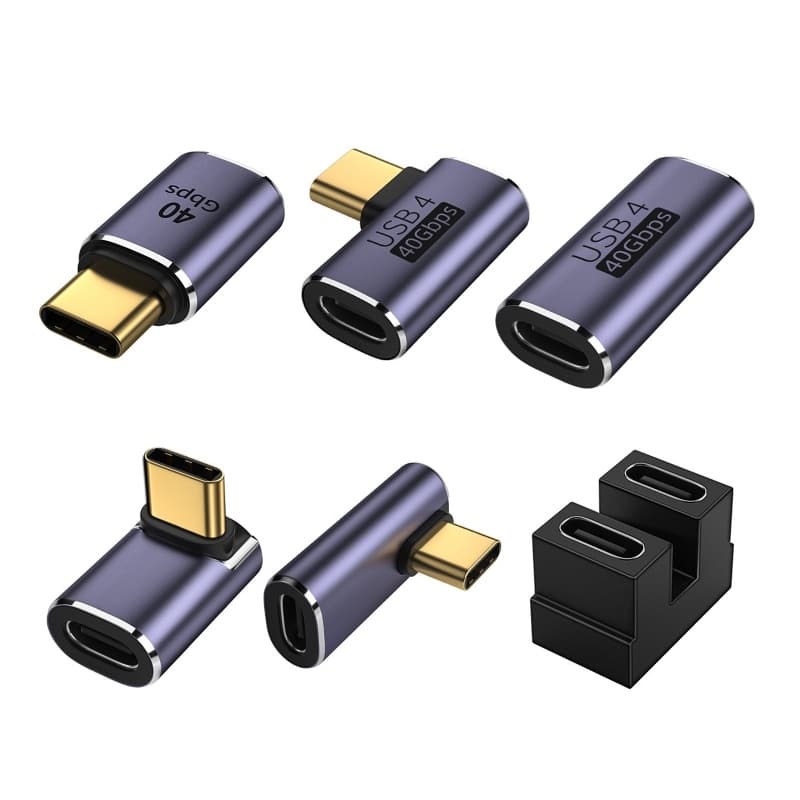 1Pcs PD100W 40Gbps USB4.0 Tipo C Adaptador De Ângulo Reto Em U Dados Macho Para Fêmea Conversor Rápido De Telefone De Computador Tablet 8K Adaptadores De Transmissão De Áudio E Vídeo
