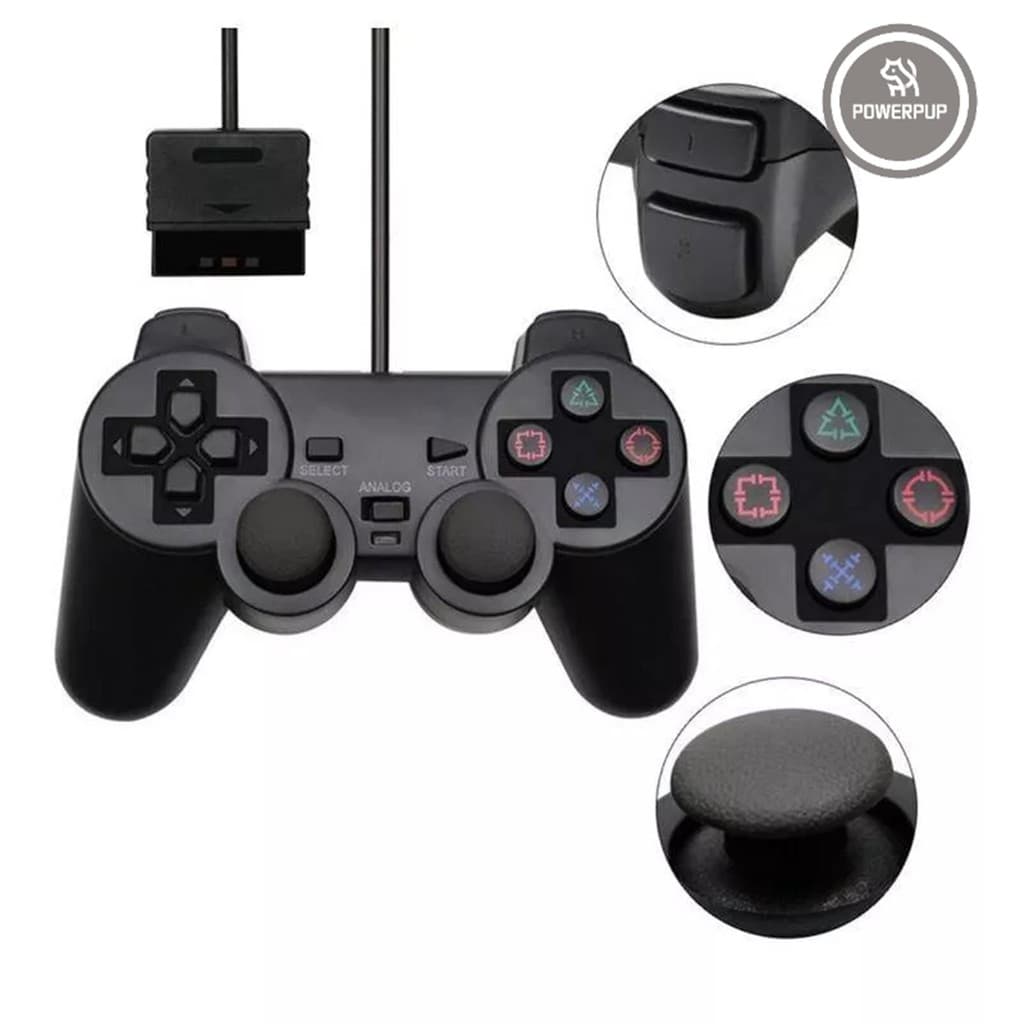 Controle ps2 com fio Cor Preto capo 1.5metro