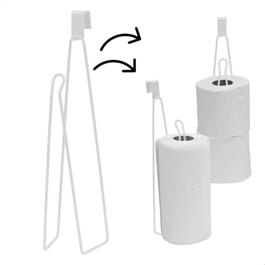 Suporte multiuso para papel toalha ou papel higiênico para caixa acoplada Branco