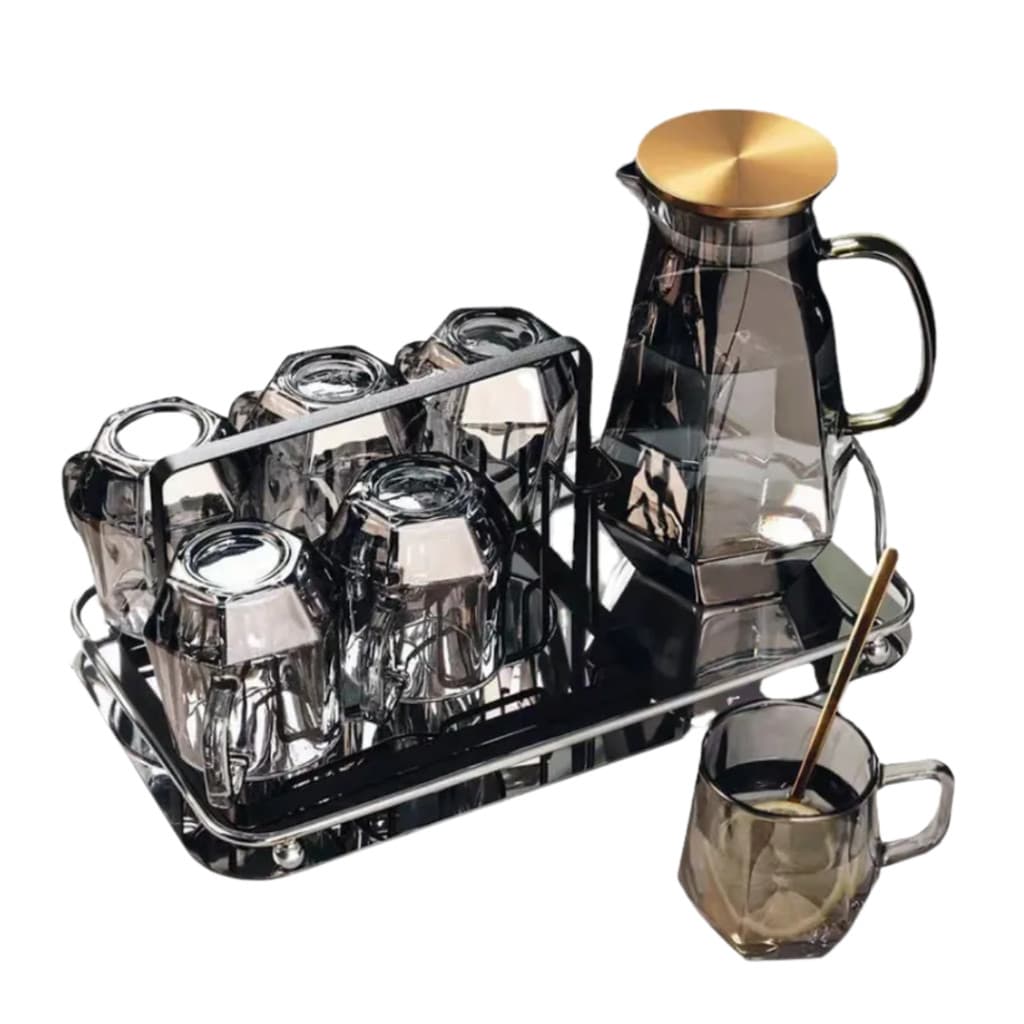 Kit Jogo Jarra Com Copos Xicara Caneca Quente Frio Tampa Inox De Cafe De De Luxo 7 Peças