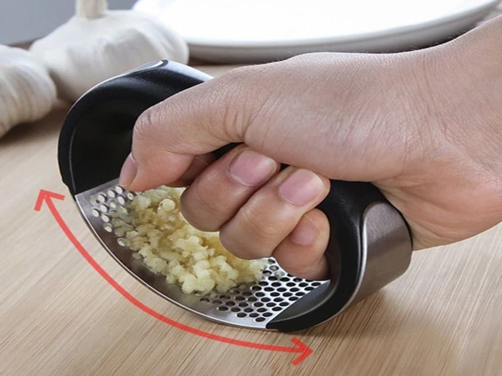 Triturador Amassador Alho Aço Inox Manual Com Pressão