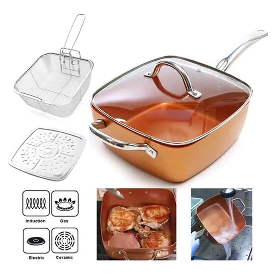 Panela Caçarola Maxchef Antiaderente 24cm Laranja Revestimento Cerâmico e Tampa de Vidro