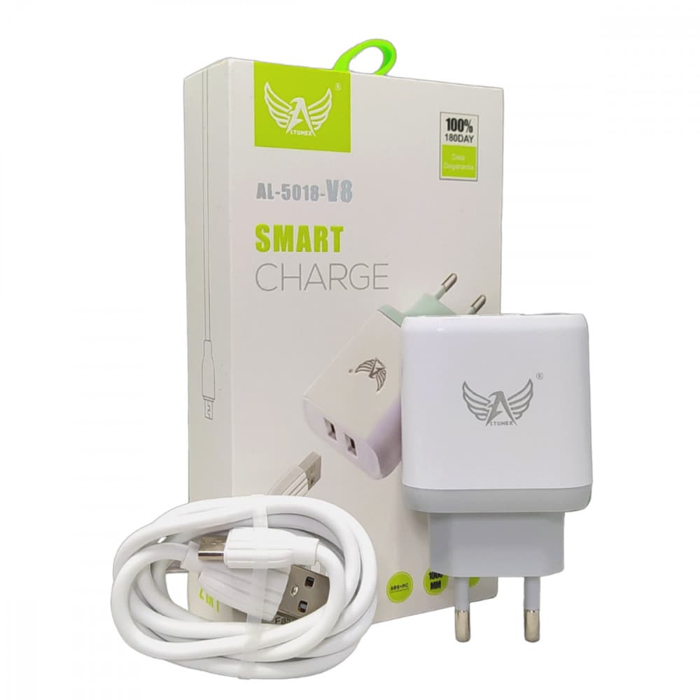 Carregador 6.8A Dual USB + Cabo V8 Altomex AL-5018