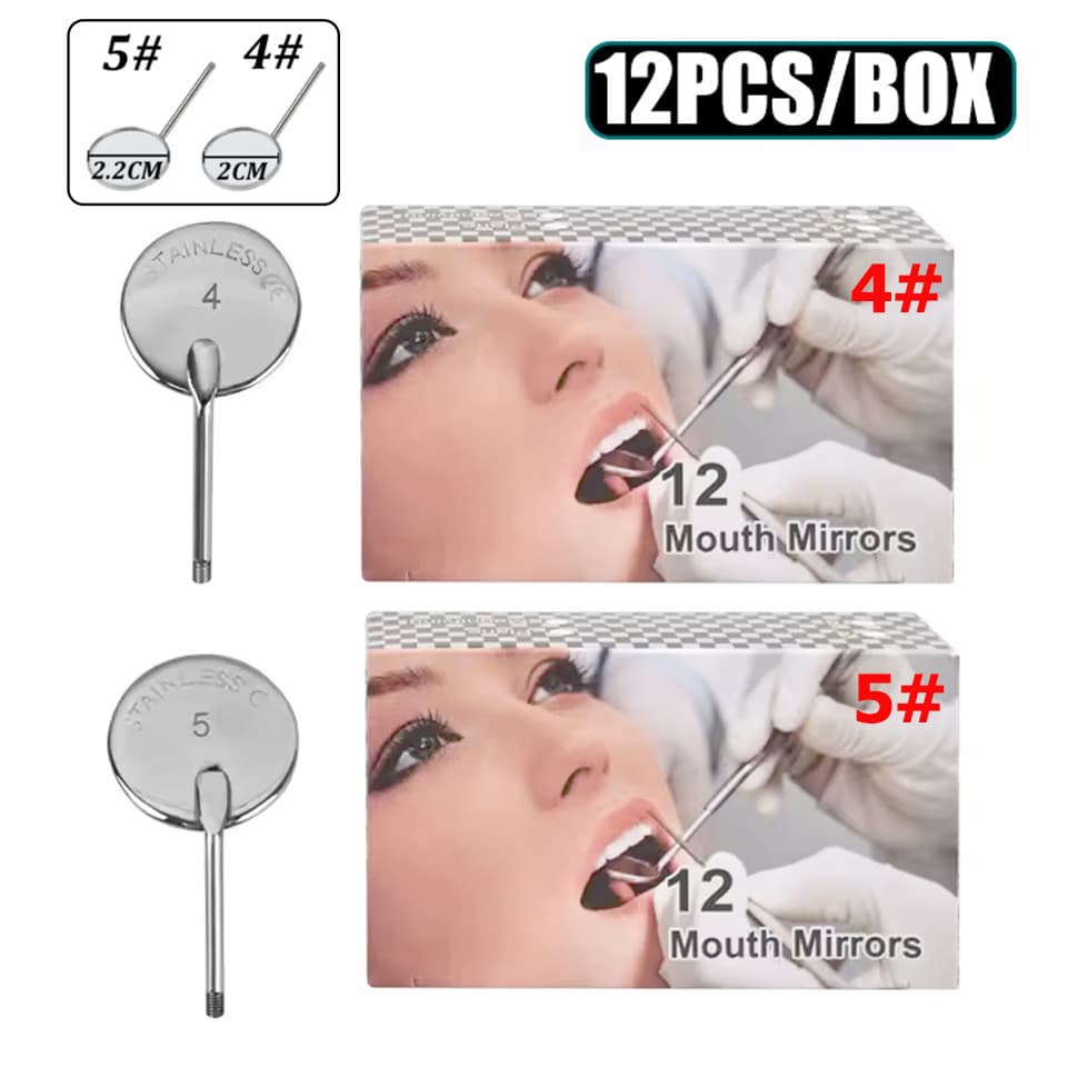12 Pçs/Caixa Espelho Boca Anti Nevoeiro Espelhos De Aço Inoxidável 4/5 # Exame