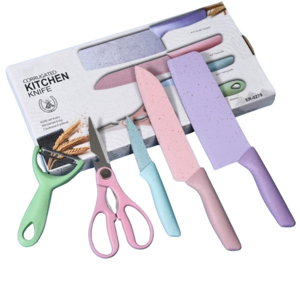 Facas De Cozinha Kit Conjunto Jogo 5 Coloridas Ralador