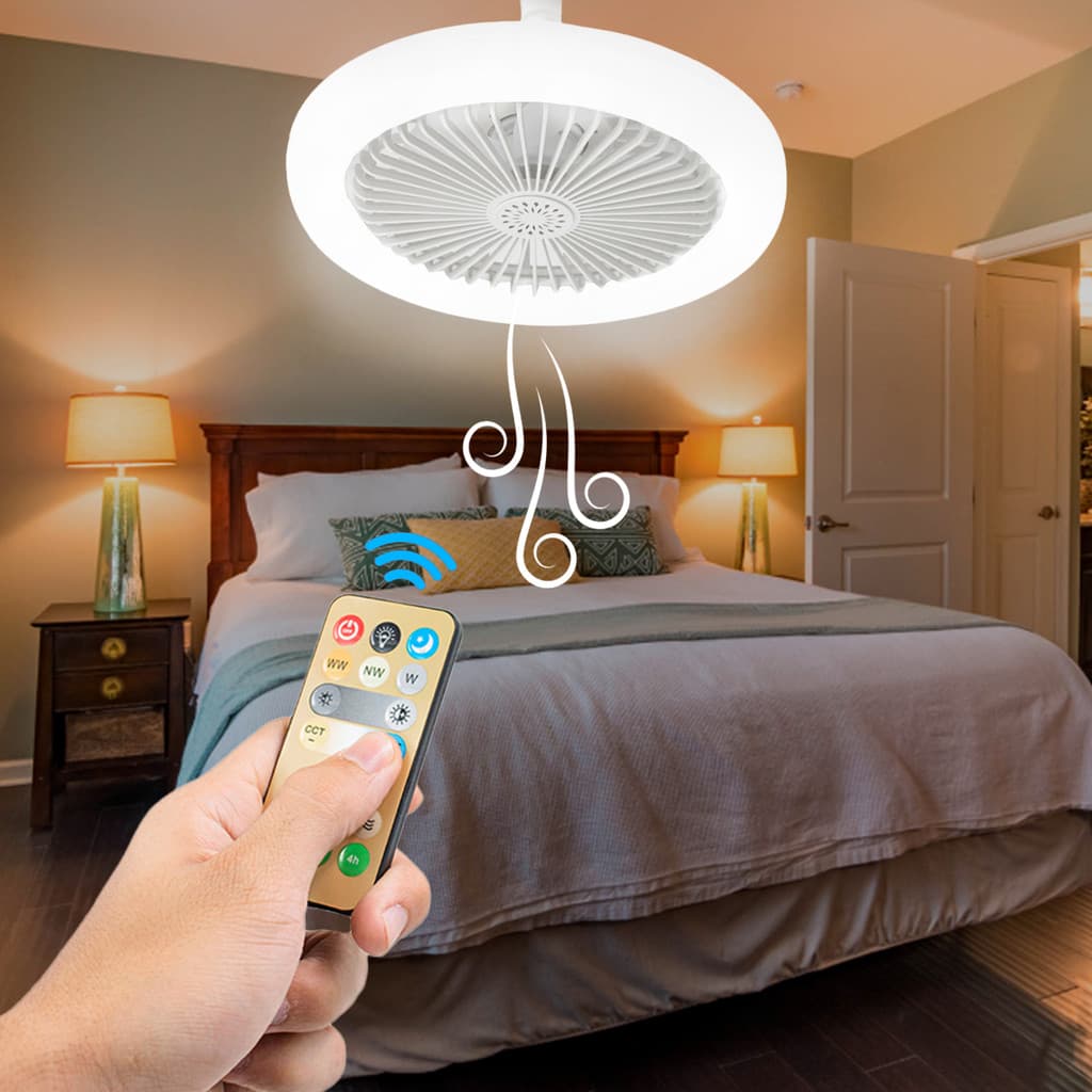 Ventilador de Teto LED com Controle Remoto Luz Ajustável e Design Compacto