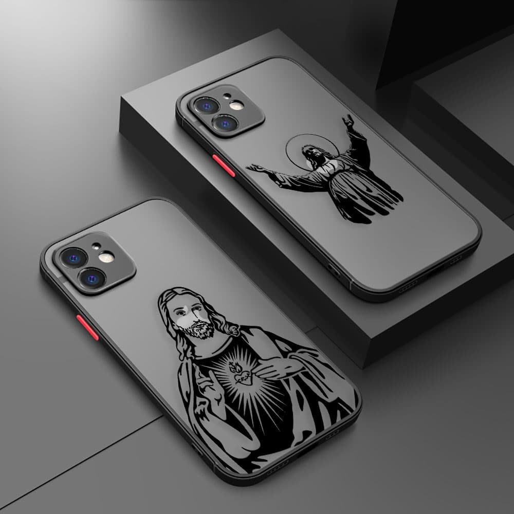 Deus Abençoe Você Fé Religioso Cristão Jesus Matte Capa Para Celular Apple iPhone 15 15Plus 15Pro 15ProMax 14 13 12 11 Pro Max Plus XR XS X 6 6s SE 2020 2022 7 8 Mini