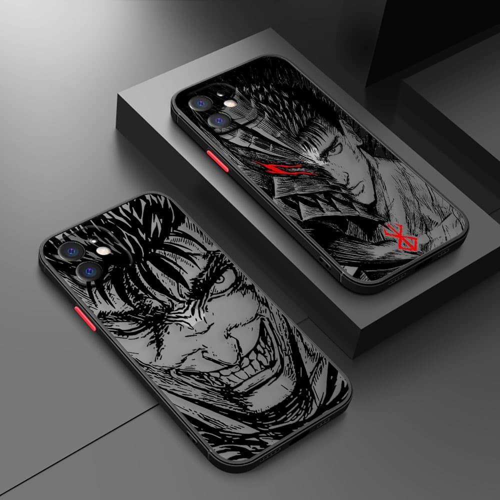 B-Preto Berserk Inquietação Anime Fosco Capa Para Celular Apple iPhone 15 15Plus 15Pro 15ProMax 14 13 12 11 Pro Max Plus XR XS X 6 6s SE 2020 2022 7 8 Mini