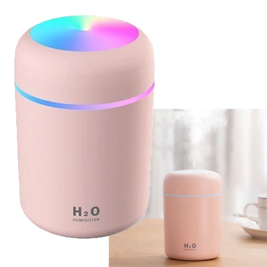Umidificador H2O Lumen Difusor Rosa USB 300ml Aromaterapia e Bem-Estar