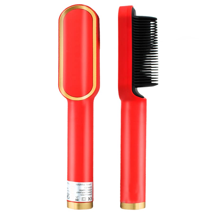 Escova Chapinha Alisadora Vermelha Profissional com Pente – Bivolt