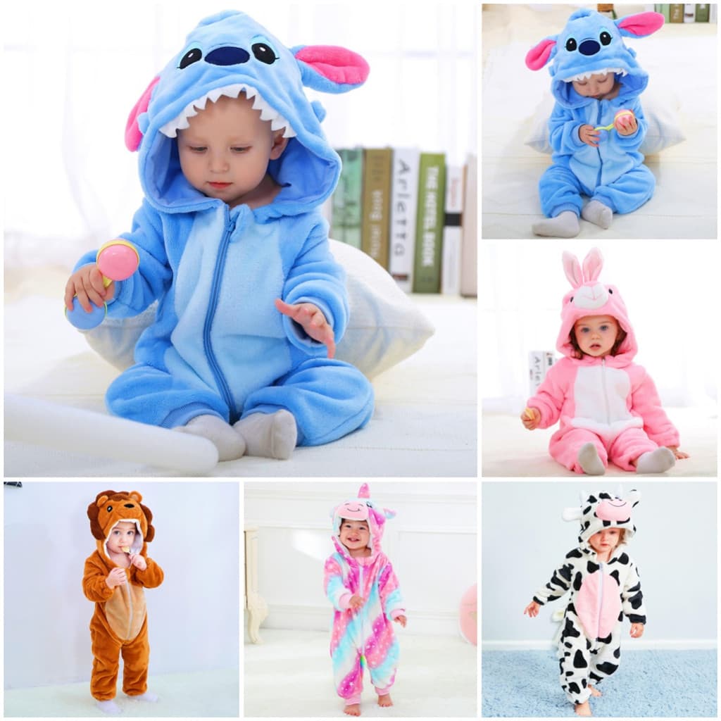 Baby Romper Kids Cute Stitch Macacão De Desenho Animado Meninas Meninos Onesies Flanela roupa infantil Pijamas Fantasias