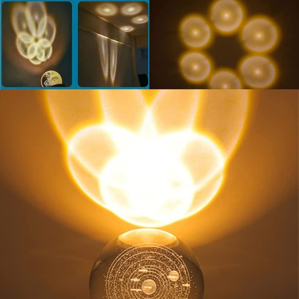 Luz Noturna LED - Bola de Cristal com Base de Madeira, Presente Ideal para Todas as Ocasiões