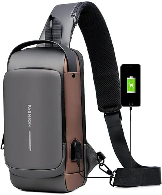 Pochet masculina com cadeado à prova d'água anti-roubo Cinza