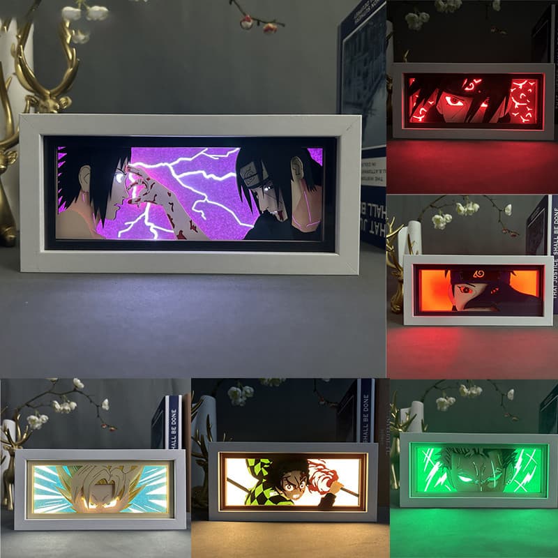 Caixa De Luz Anime 3D Papel Led Esculpindo Manga Decoração De Mesa De Dormitório Para Crianças Presente De Aniversário