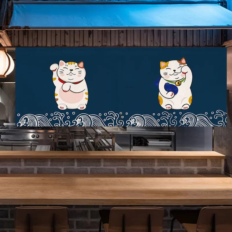 Cortina Divisória De Porta Curta Horizontal Japonesa , Para Restaurante , Loja De Sushi , Meia Decorativa Noren