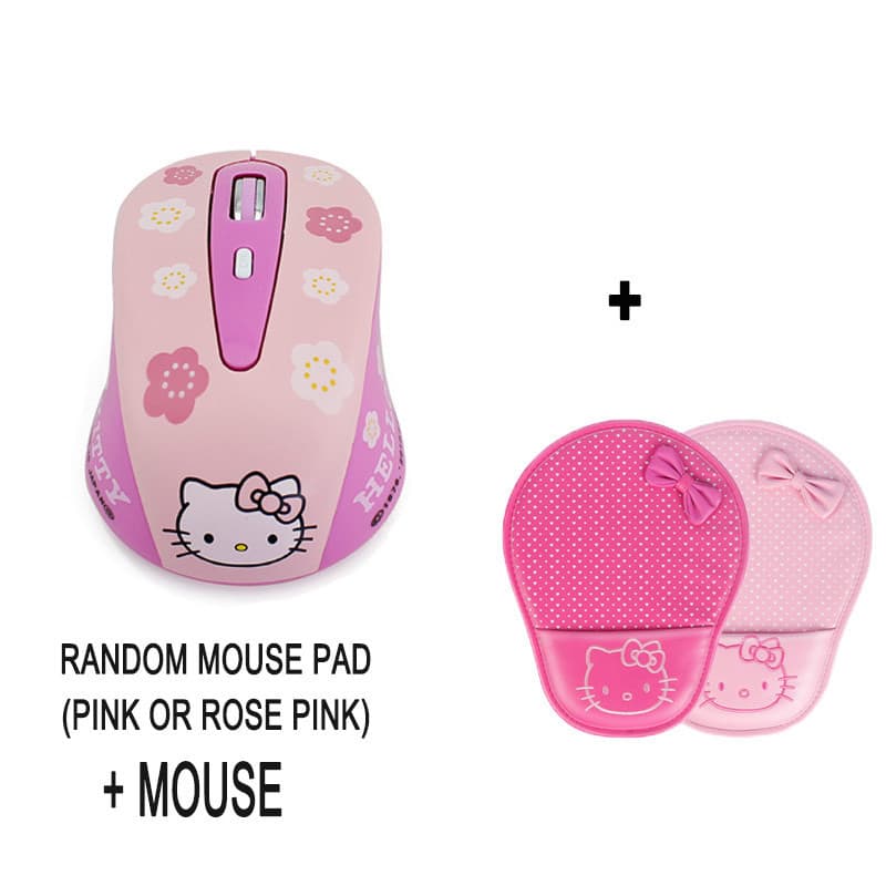 Mouse De Computador Sem Fio 2.4 Ghz Hello Kitty Cute Kawwaii Criativo Portátil Slient Mudo Ratos Mini Ergonômico USB Ópt
