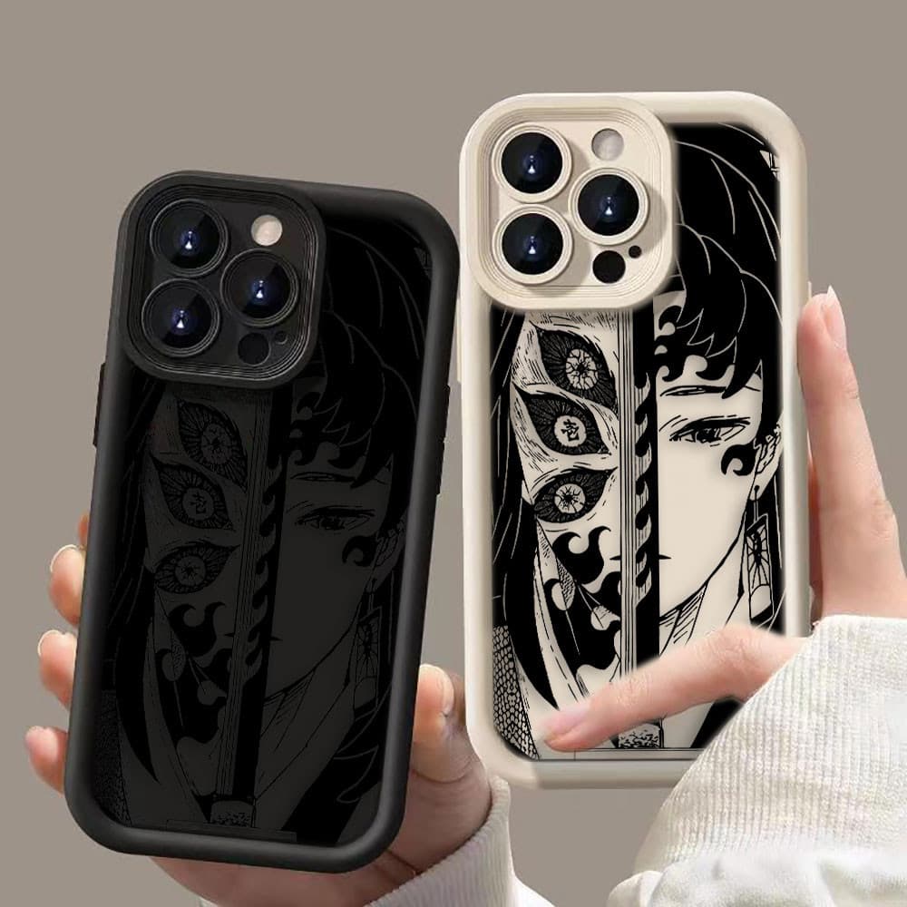 Anime Demon Slayer K-Kimetsu No Yaiba Angel-eye Passo Caixa De Silicone Para Telefone Apple iPhone 15 15Plus 15Pro 15ProMax 14 13 12 11 Pro Max Plus XR XS X 6 6s SE 2020 2022 7 8 Mini