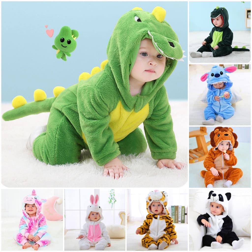 Baby Kigurumi Dinossauro Stitch Cartoon Romper Infantil Jumpsuit Meninas Cosplay Pijamas Fantasias