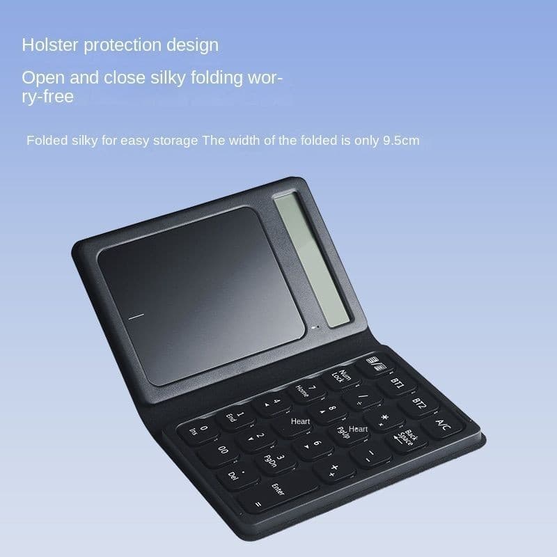 JOMAA Teclado numérico dobrável em couro com calculadora de dupla conexão Bluetooth, touchpad, teclado numérico sem fio