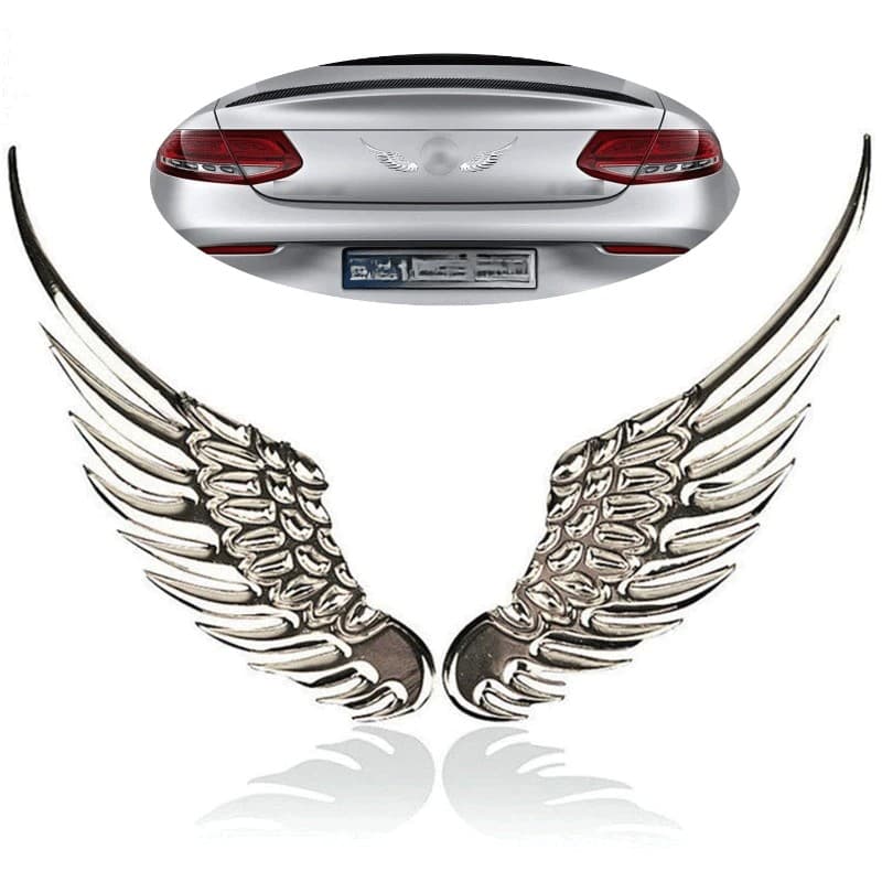 1 Par 3D Estéreo Autocolante De Carroceria Asas De Anjo Emblema Estilo Metal Zinco Liga De