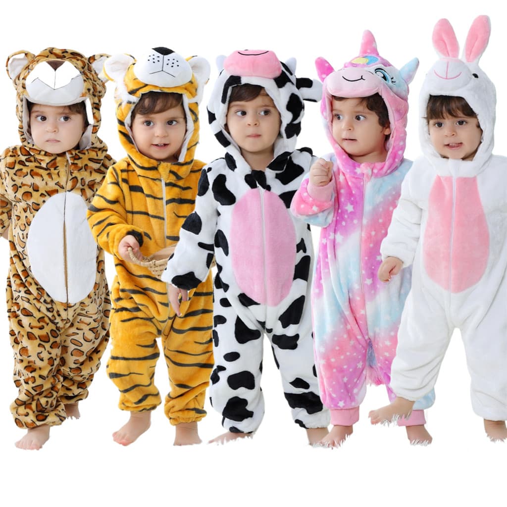 Bebê Recém-Nascido Meninas Meninos Unicórnio Vaca Animal Dos Desenhos Animados Manga Longa Macacão De Flanela Macia Roup