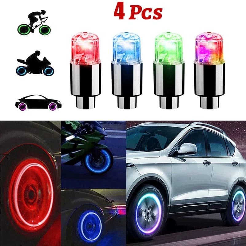 Luzes LED Coloridas De Roda De Leds Tampas De Válvula De Pneus De Carro Neon Lâmpada De Universal Motocicleta Bicicleta Auto Exterior