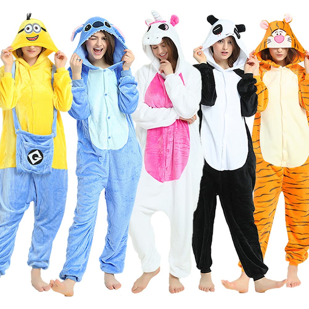 Kigurumi Animal Pijamas Unissex Adultos Unicórnio Ponto Dos Desenhos Animados Onesies Halloween Natal Festa De Família T