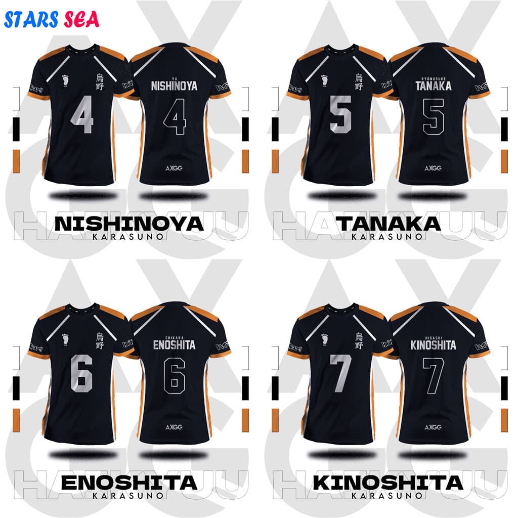 Haikyuu Karasuno Anime Camiseta Alta Casual Moda Manga Curta Top
