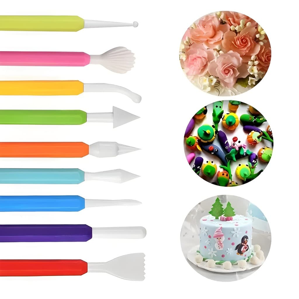 Conjunto para Esculpir Artesanato em Biscuit e Pasta Americana | 8 Estecas com 16 Pontas