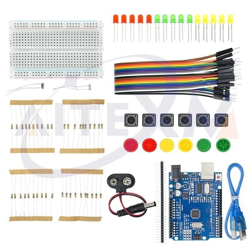 KIT Inicial Para UNO R3 Mini Pão De LED Botão De Fio De Salto Arduino DIY Laboratório Educacional Escolar Com Tábua