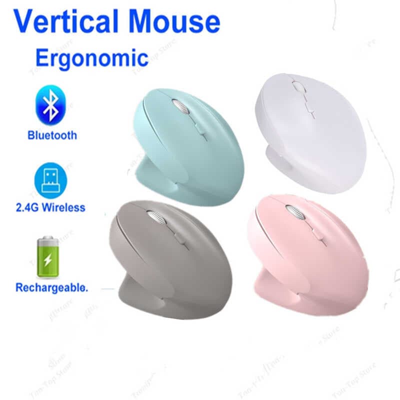 Silencioso Sem Fio Óptico Ergonômico Vertical Mouse Computador Recarregável Para Portátil Notebook Windows