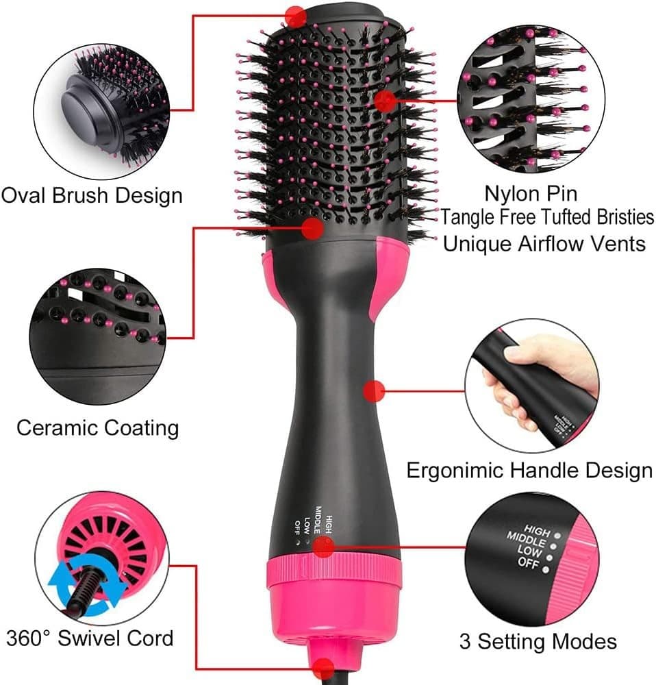 Escova Eletrica Alisadora 3 Em 1 1200 Watts Step one 127v Seca e Alisa O Cabelo