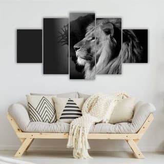 Quadros Decorativos Mosaico Leão de Judá Preto e Branco Leve