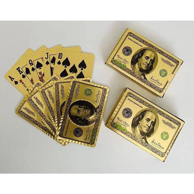 Baralho Dóllar à Prova D’Água Dourado Resistente, Elegante e Perfeito para Jogos em Qualquer Ambiente