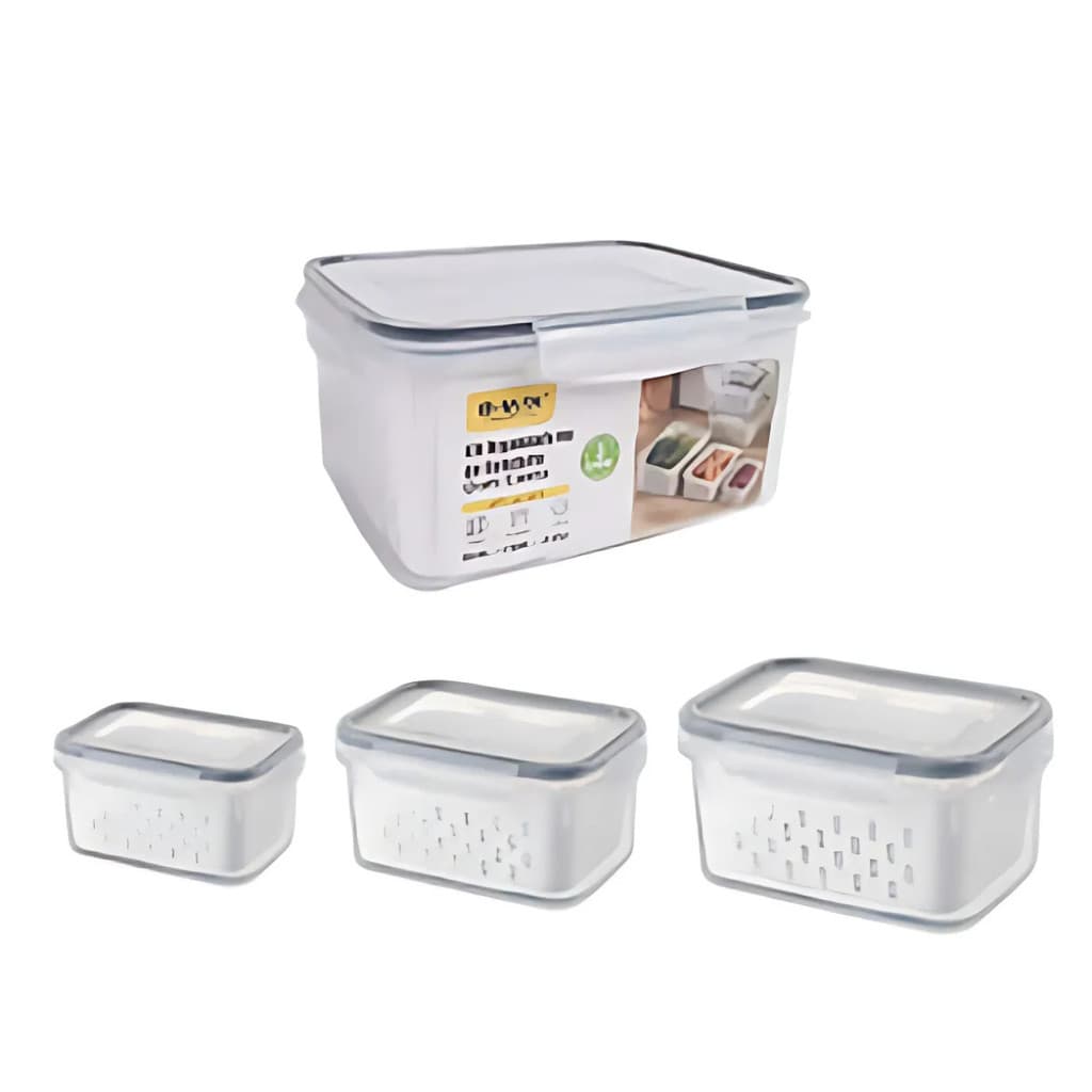 (3 POTES COM TAMPA) Conjunto Hermético para Alimentos BM-F1040