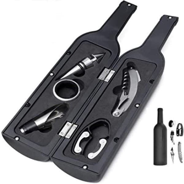 Kit Com 5 Acessórios Vinho Garrafa Saca-rolhas Abridor Anel Kit abridor Cozinha