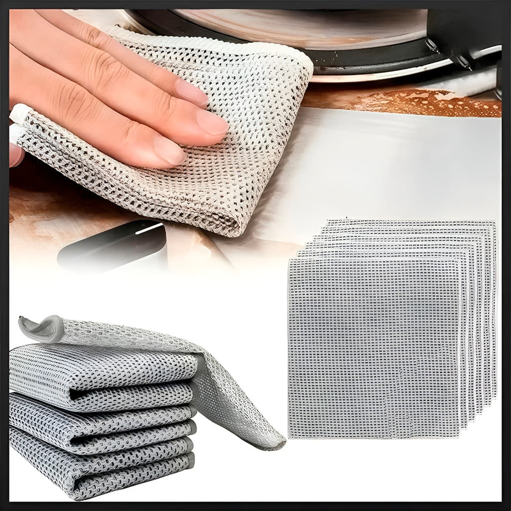 Kit 5 Panos Metálicos de Limpeza – Pano de Metal Reutilizável e Multiuso para Fogão, Panelas e Cozinha