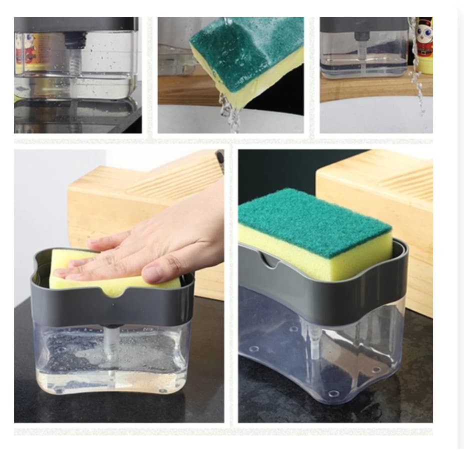 Dispenser Detergente 2 em 1 com Suporte Porta Bucha Esponja Leve