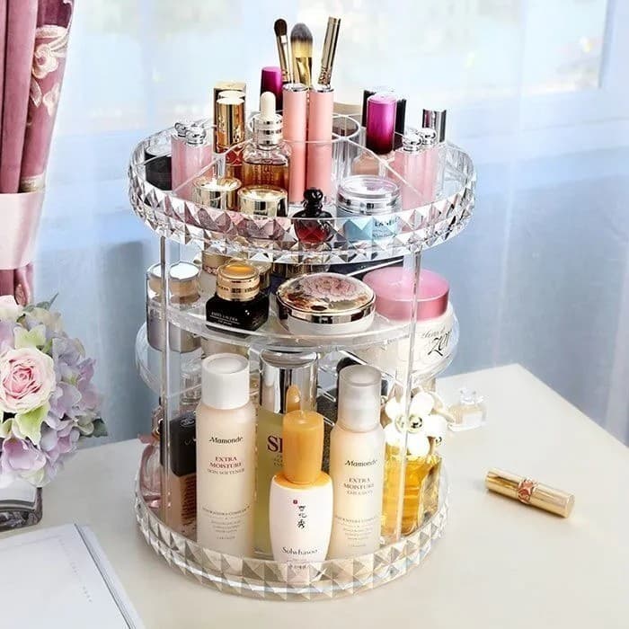 Organizador De Maquiagem Cosméticos Display Giratório 360º