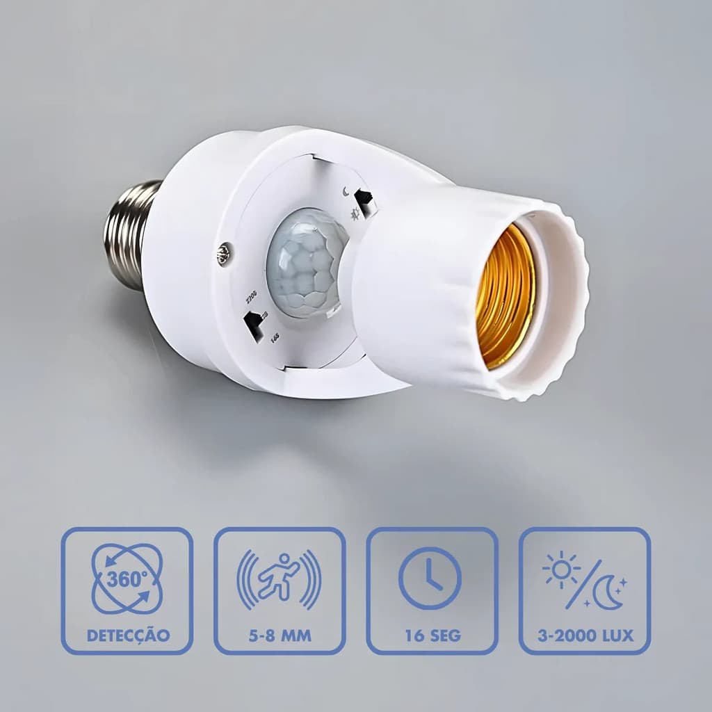 Sensor De Presença Com Fotocélula Para Lâmpada Soquete E27